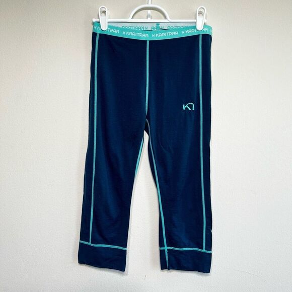 Kari Traa Blue Base Layer Capri Leggings Small merino wool - Picture 1 of 10